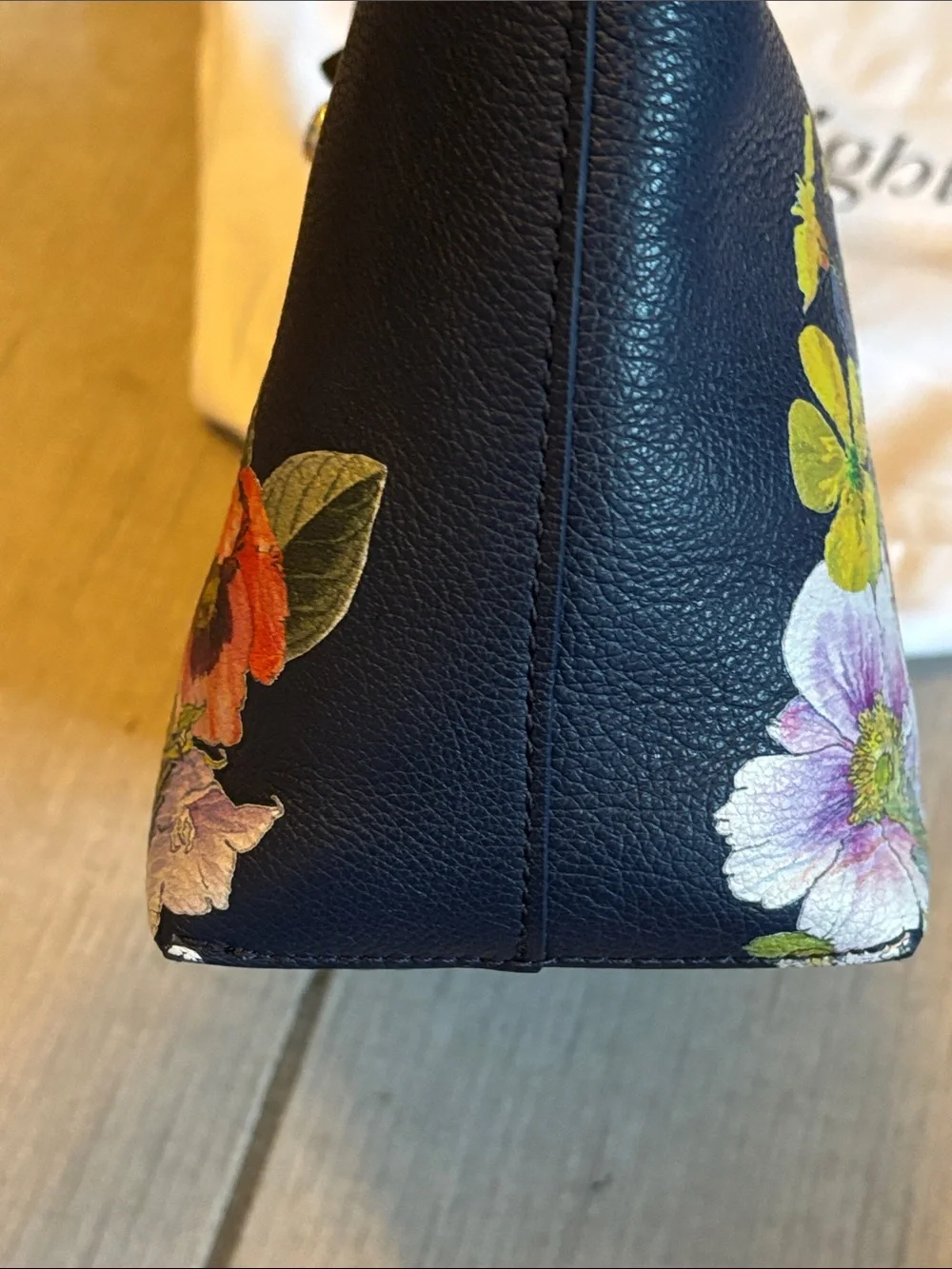 Brighton Mabel Small Tote - Handbag Navy Leather Floral